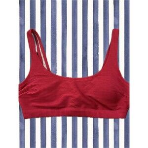 Coastal Old Navy Red Ribbed Scoop Bikini Top - Like New!